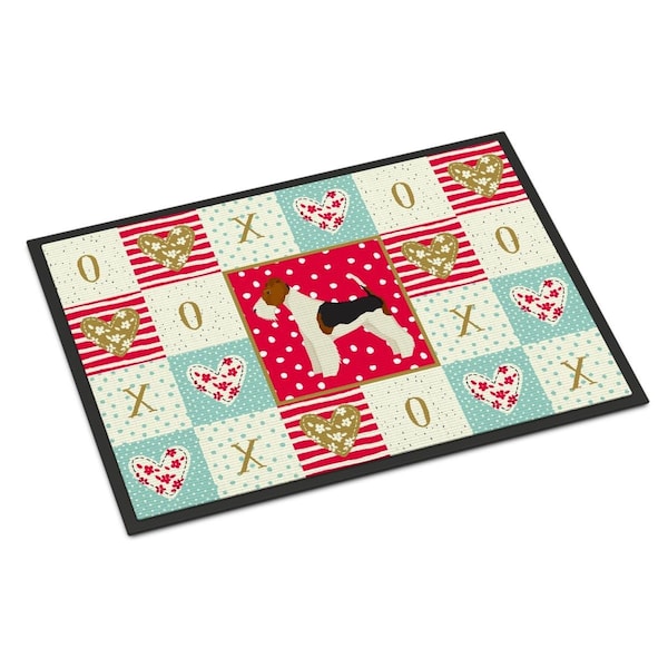 Carolines Treasures 18 x 27 in. Fox Terrier Love Indoor or Outdoor Mat CK5928MAT - main
